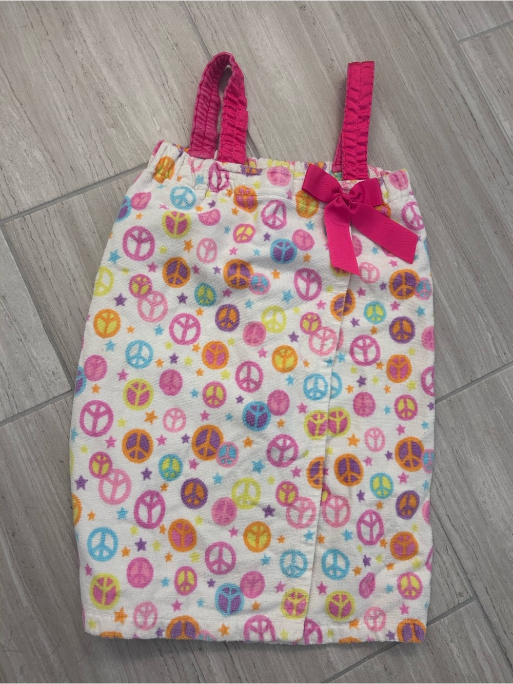 The Children's Place Pink Multicolor Peace Sign Terry Tube Coverup sz s/m